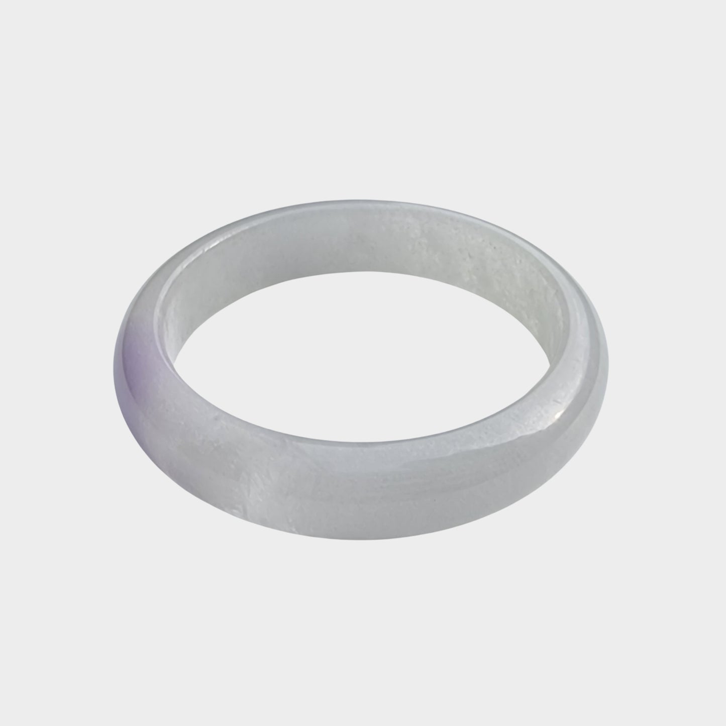 Icy with Lavender Jadeite Jade Bangle - 56mm Half Round