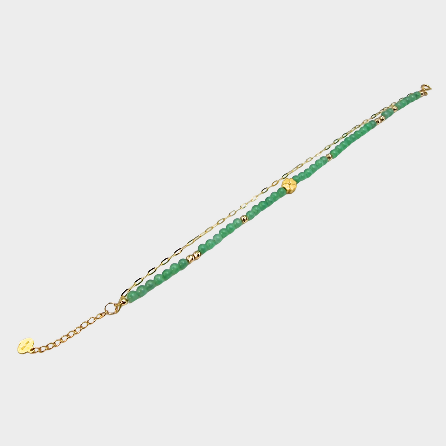 Jadeite Jade Beads Bracelet in Yellow Gold