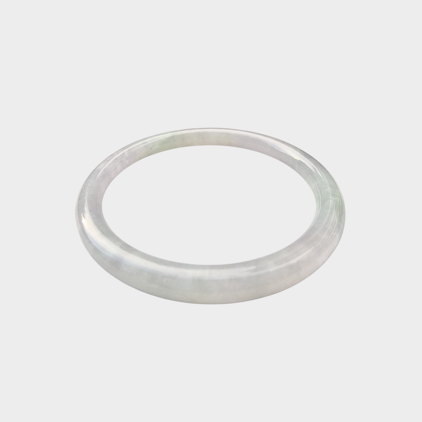 Slim Lavender with Green Jadeite Jade Bangle - 55mm Round