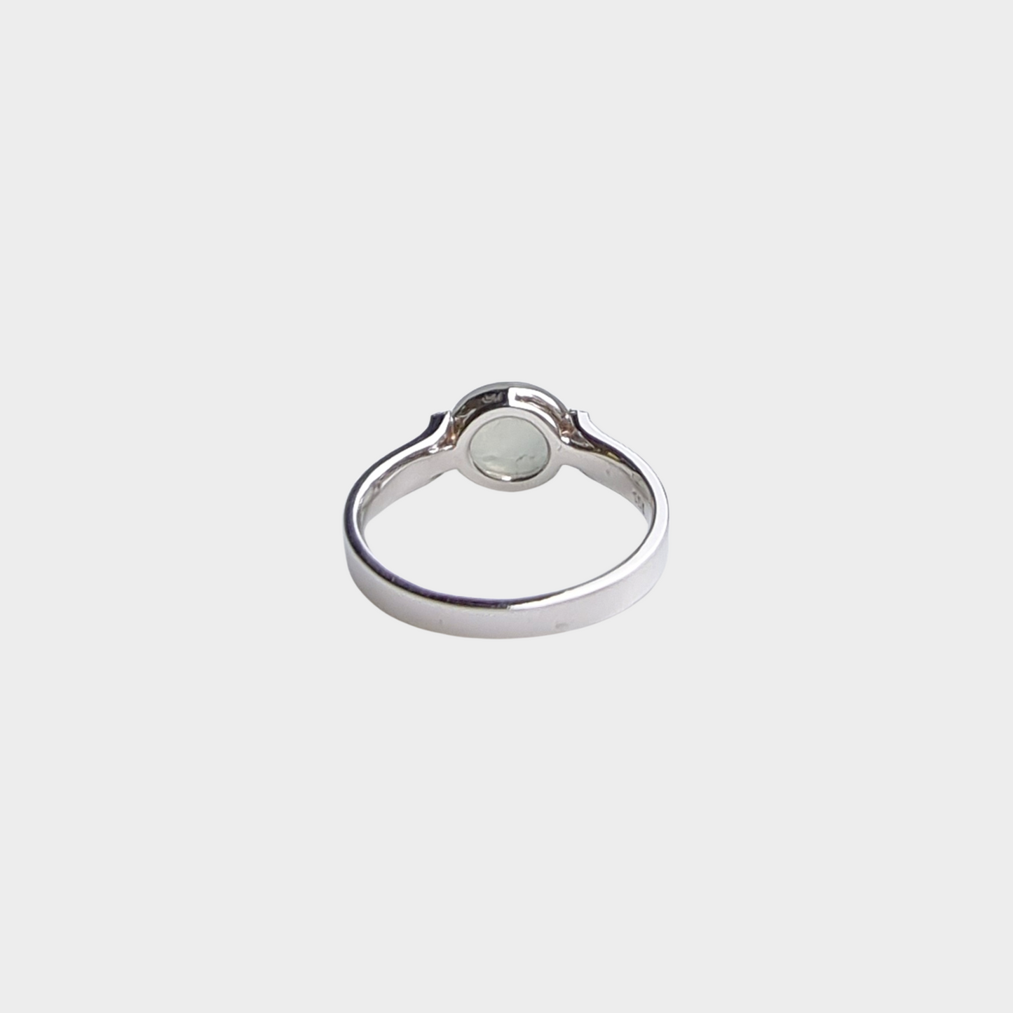 Icy Jadeite Jade Cabochon Ring in White Gold with Diamonds