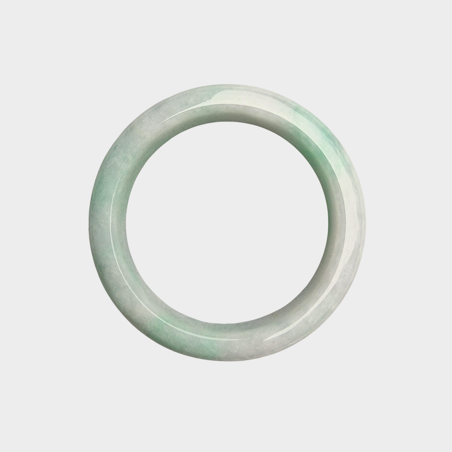 Green and White Jadeite Jade Bangle - 57mm Half Round