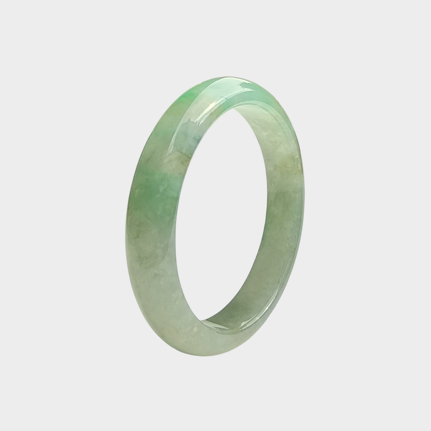 Green Jadeite Jade Bangle - 57mm Half Round