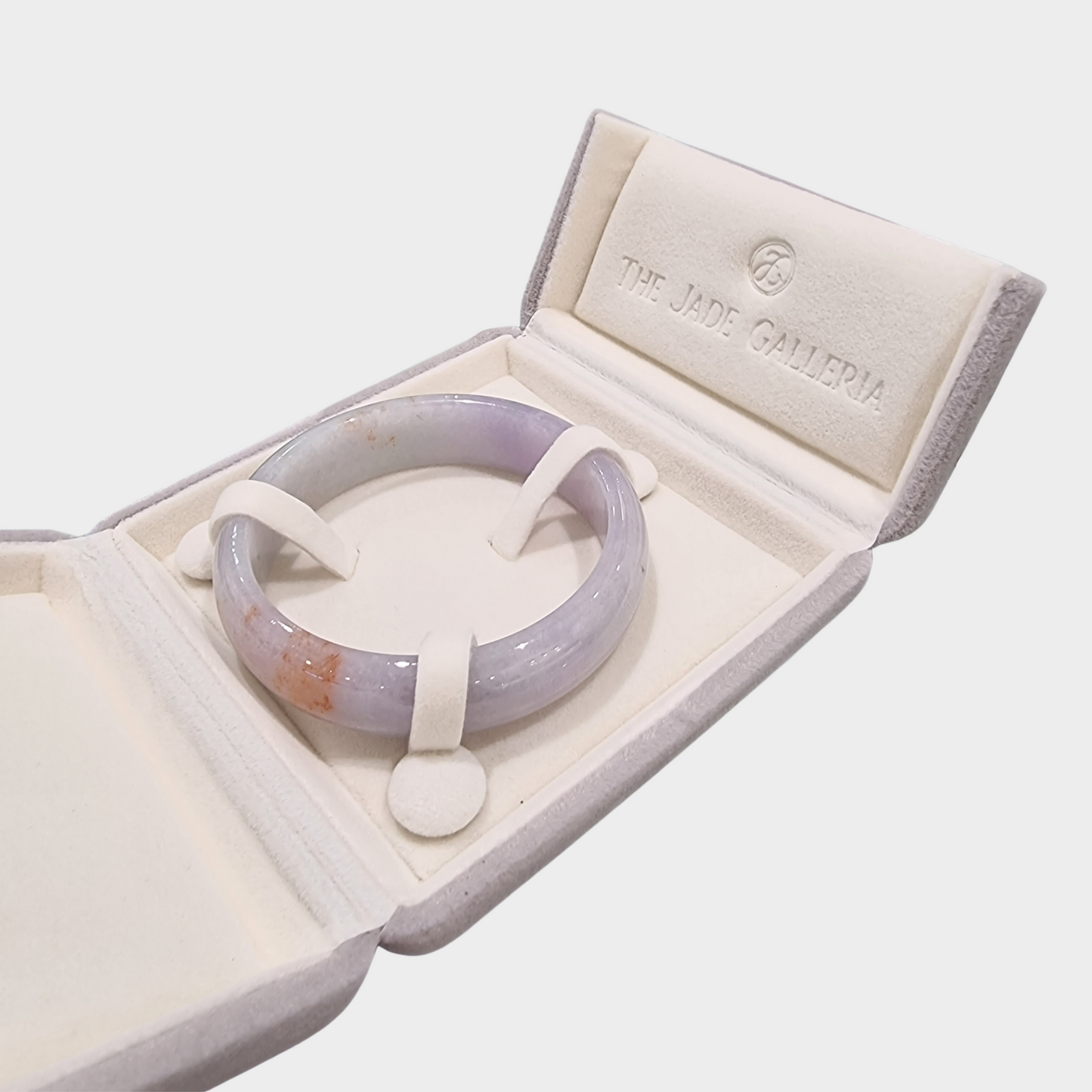 Lavender with Red Jadeite Jade Bangle - 58mm Half Round