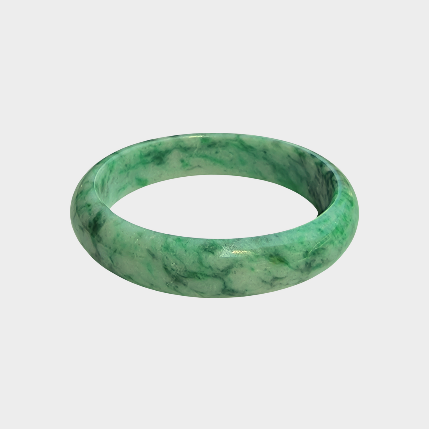 Flower Green Jadeite Jade Bangle - 54mm Oval