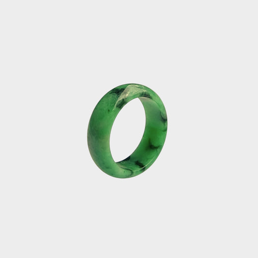 Green with Black Jadeite Jade Abacus Ring