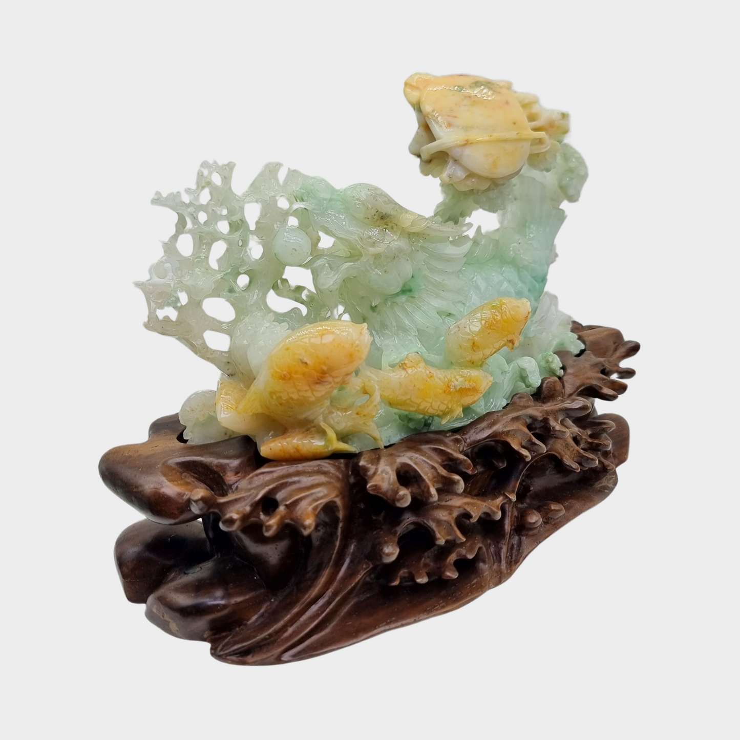 "The Legendary Dragon Fish" Jadeite Jade Display