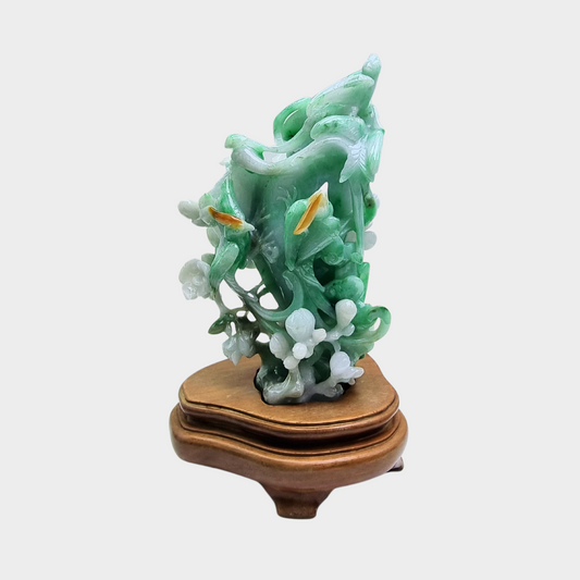 "The Majestic Crown Cranes" Jadeite Jade Display