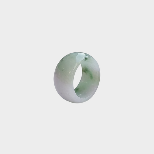 Green and White Jadeite Jade Abacus Ring