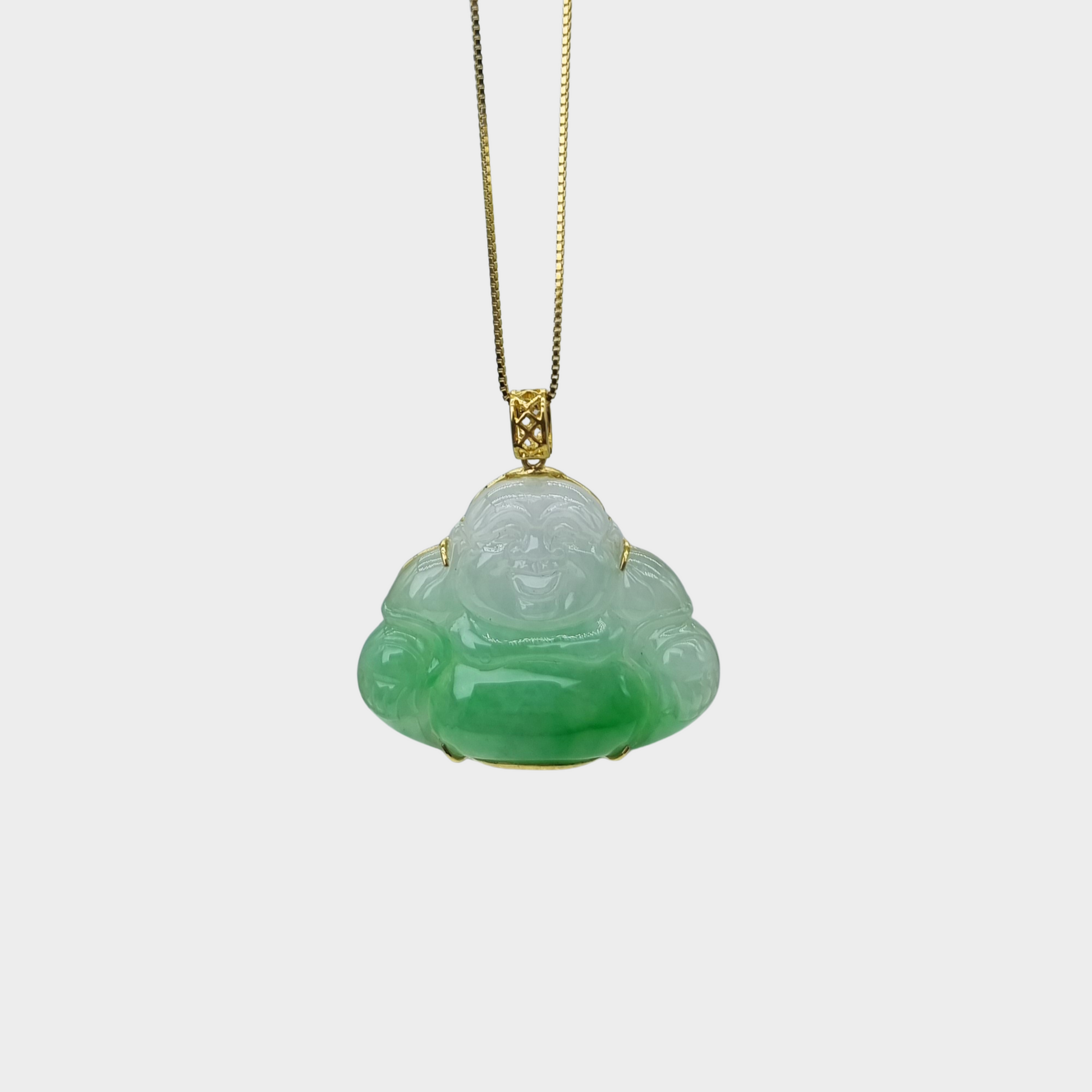 Jadeite jade pendant shops lucky happy Buddha.