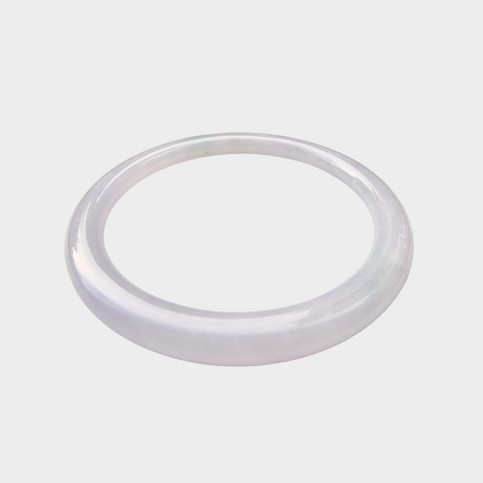 Slim Lavender with Green Jadeite Jade Bangle - 59mm Round