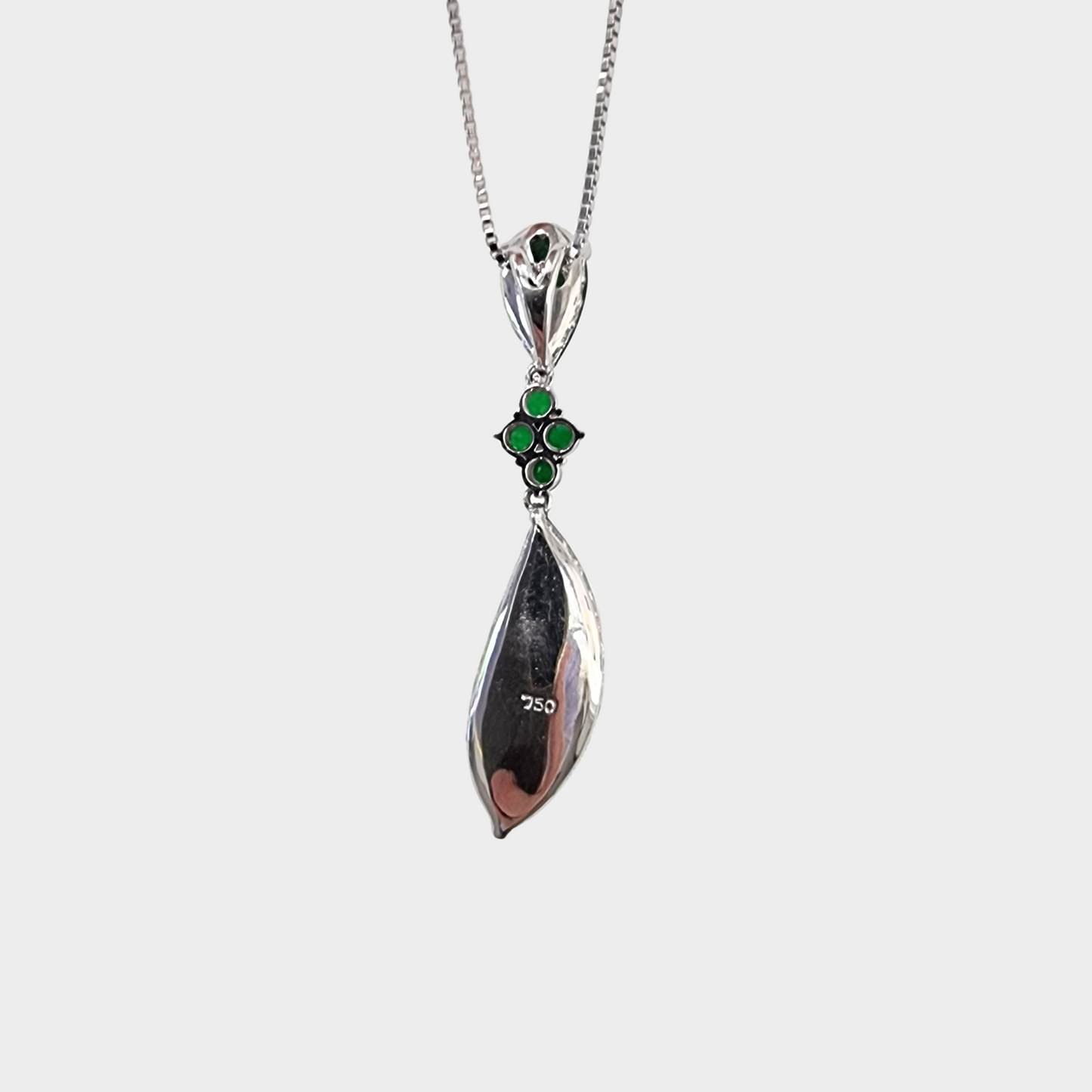 Jadeite Jade Pendant in White Gold with Diamonds