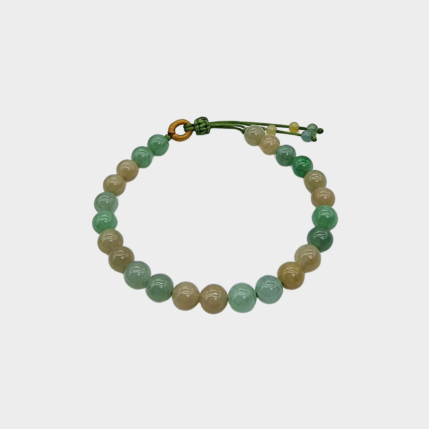 Green and Yellow Jadeite Jade Beads Bracelet