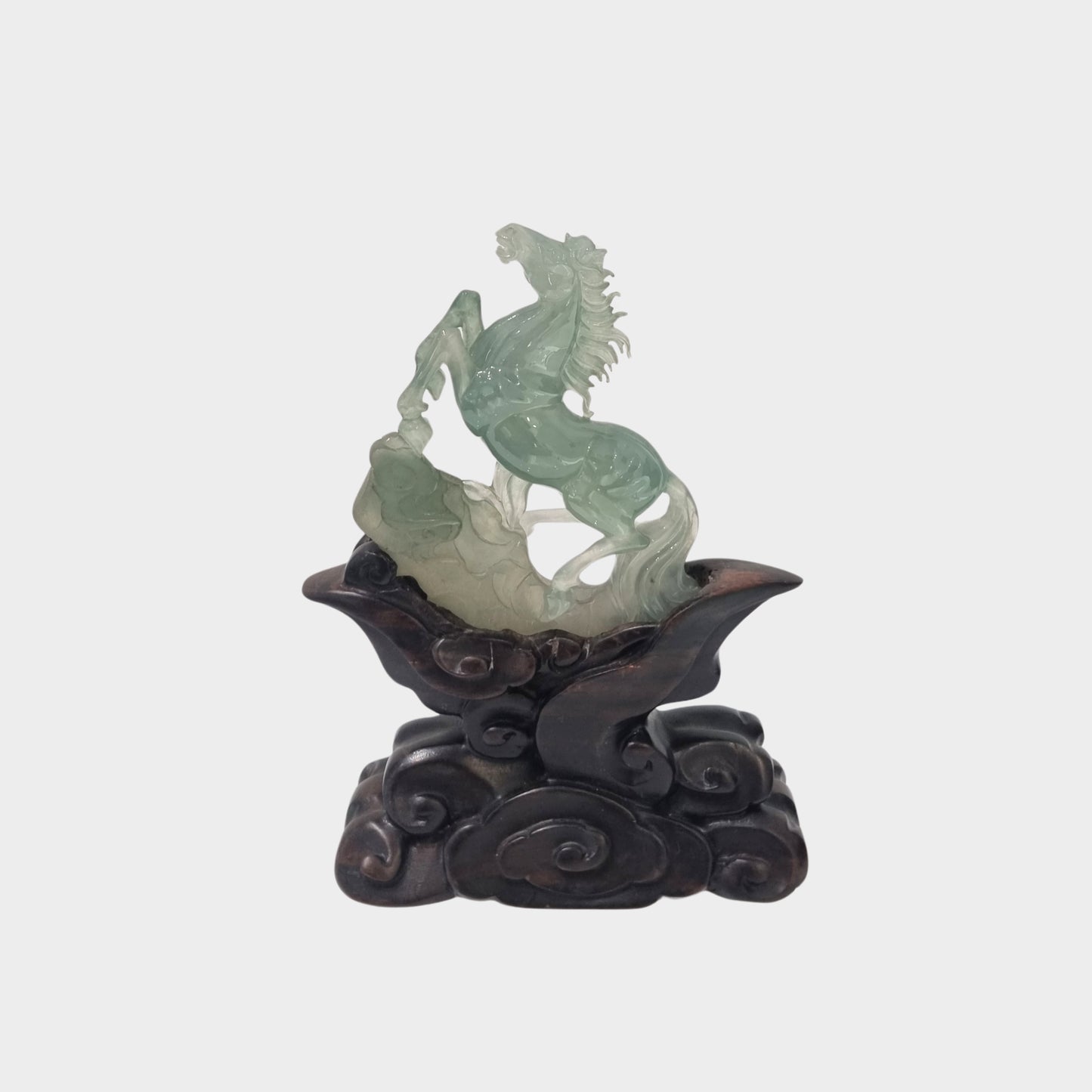 Icy "Galloping Horse" Jadeite Jade Display