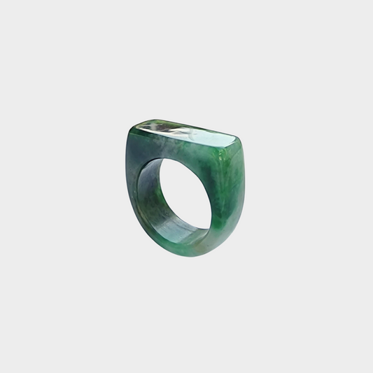 Green Jadeite Jade Saddle Ring