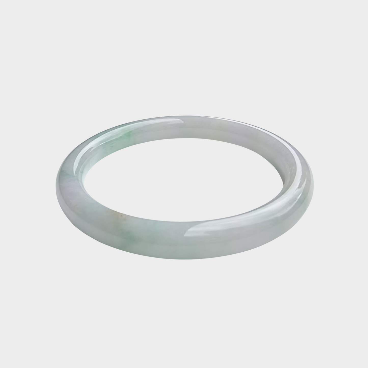 Green and White Jadeite Jade Bangle - 58mm Round