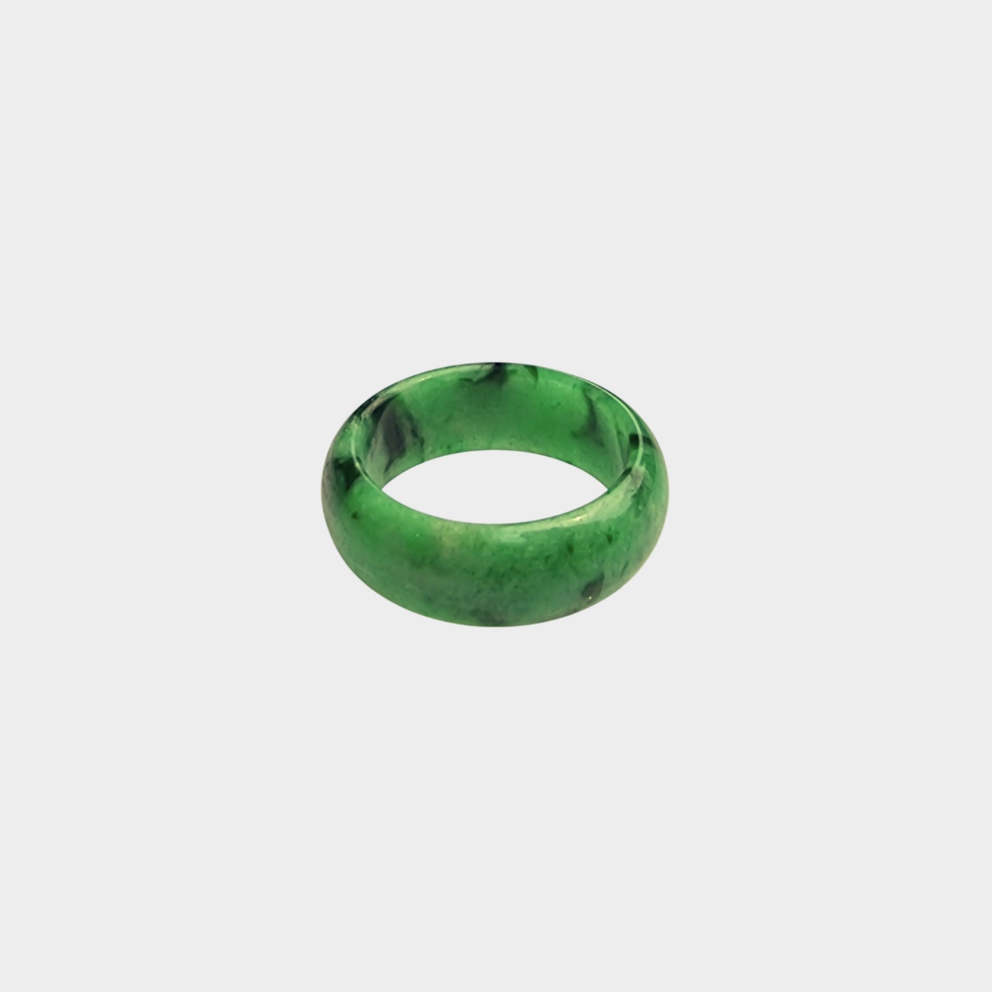 Green with Black Jadeite Jade Abacus Ring