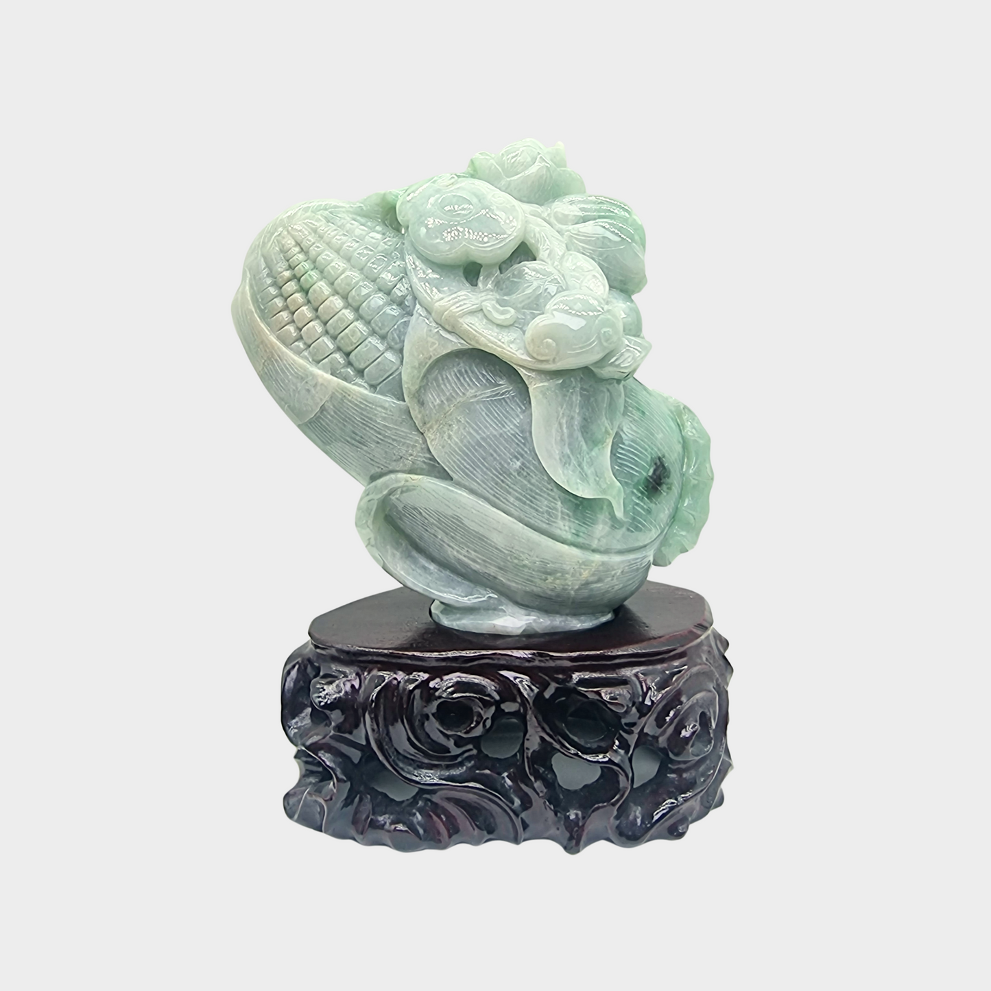 Green "Maize Corn" Jadeite Jade Display