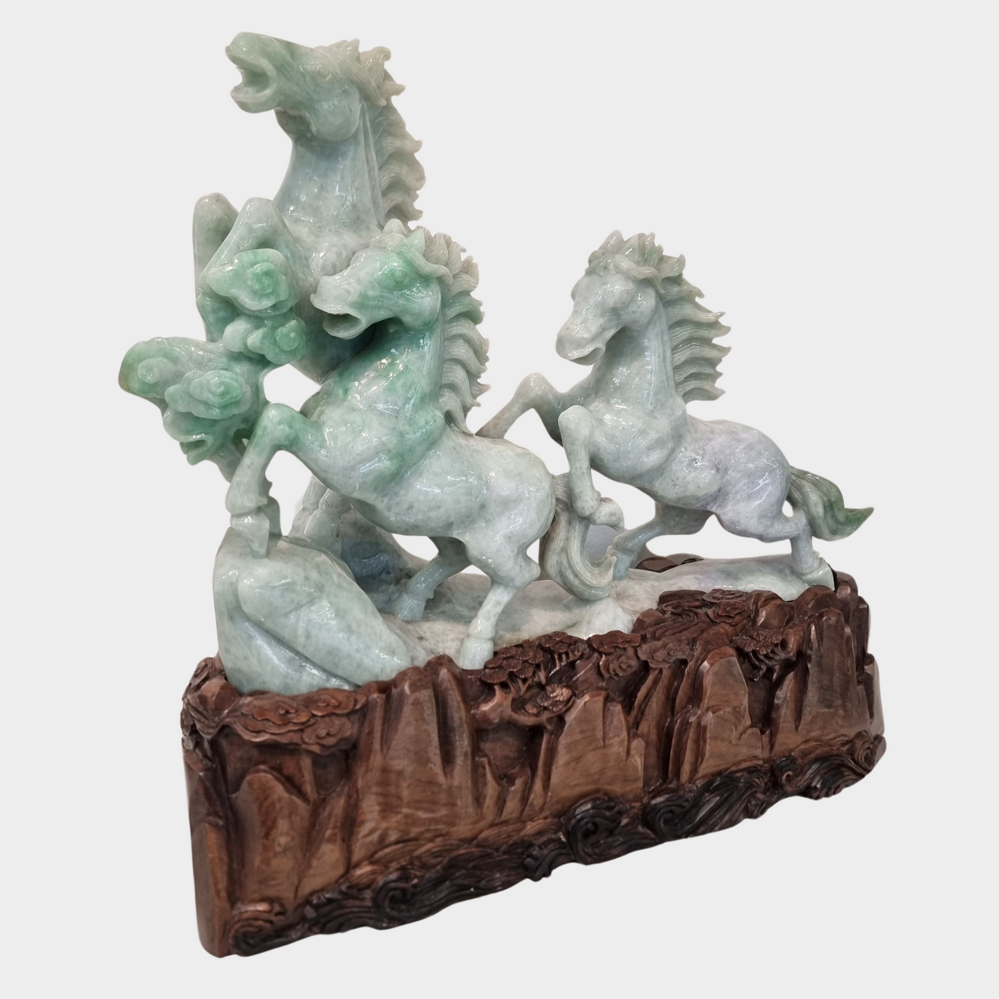 Mega "Galloping Horses" Jadeite Jade Display