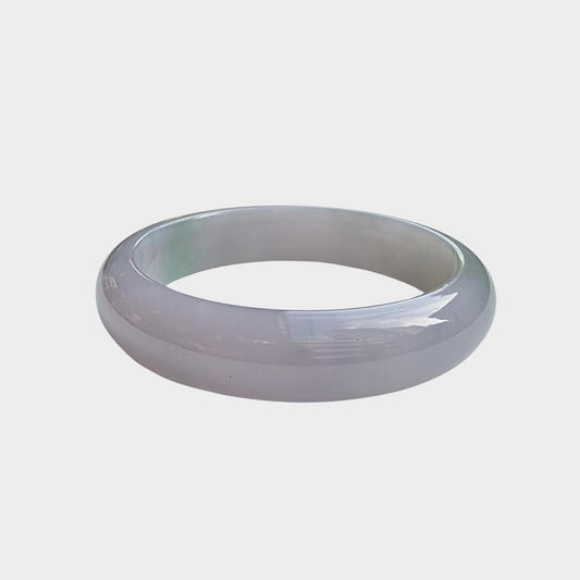 Lavender with Green Jadeite Jade Bangle - 54mm Half Round