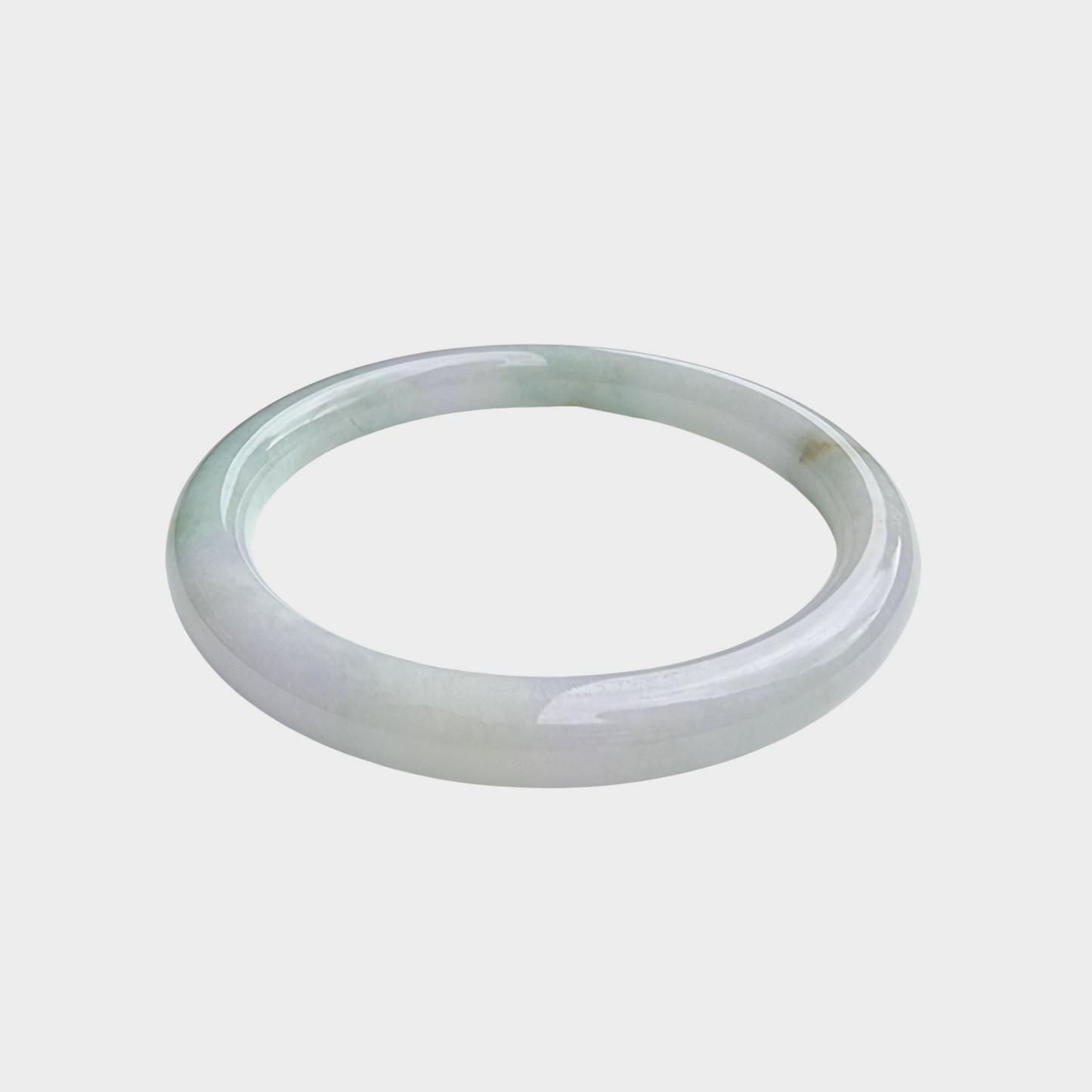 Green and White Jadeite Jade Bangle - 58mm Round