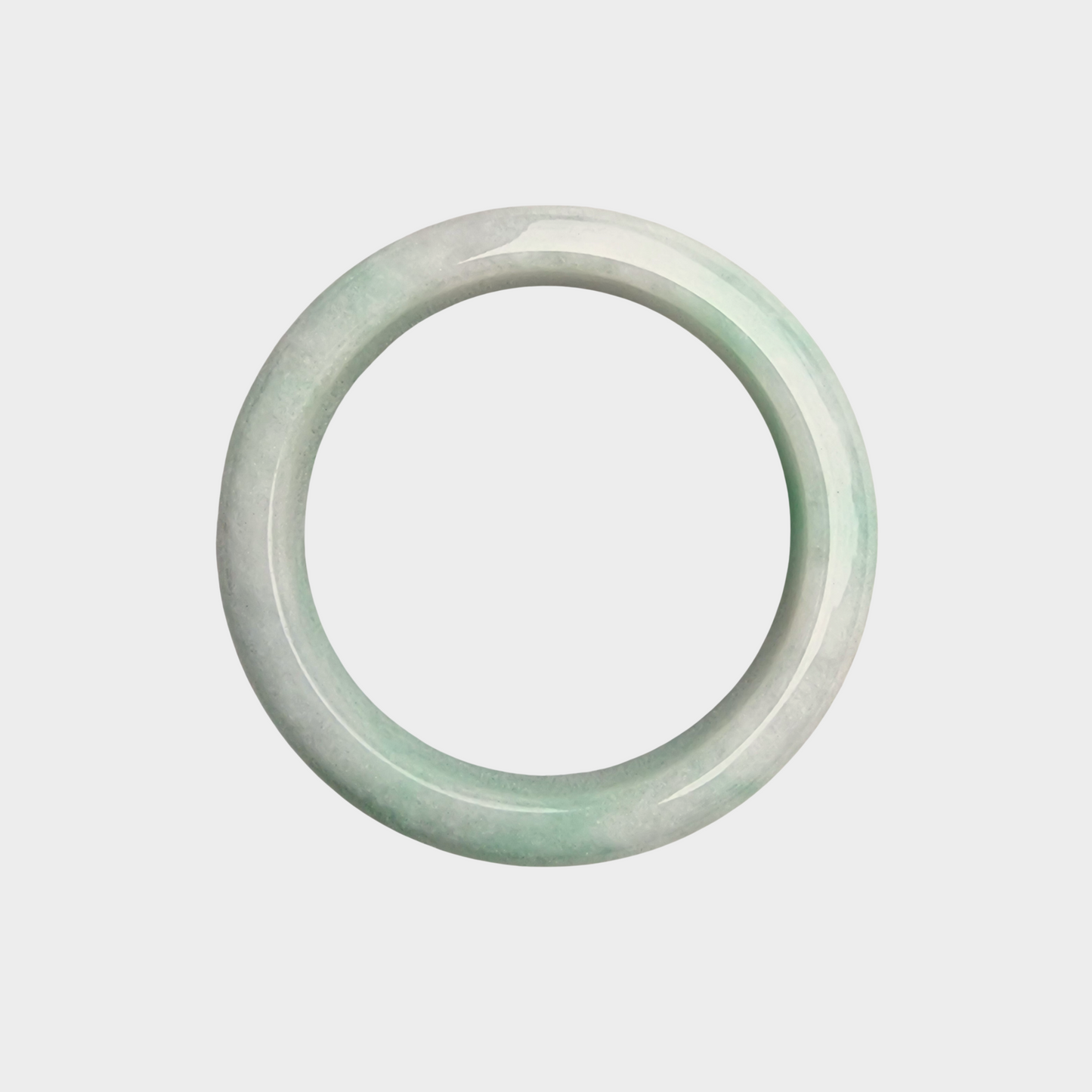 Green and White Jadeite Jade Bangle - 57mm Half Round