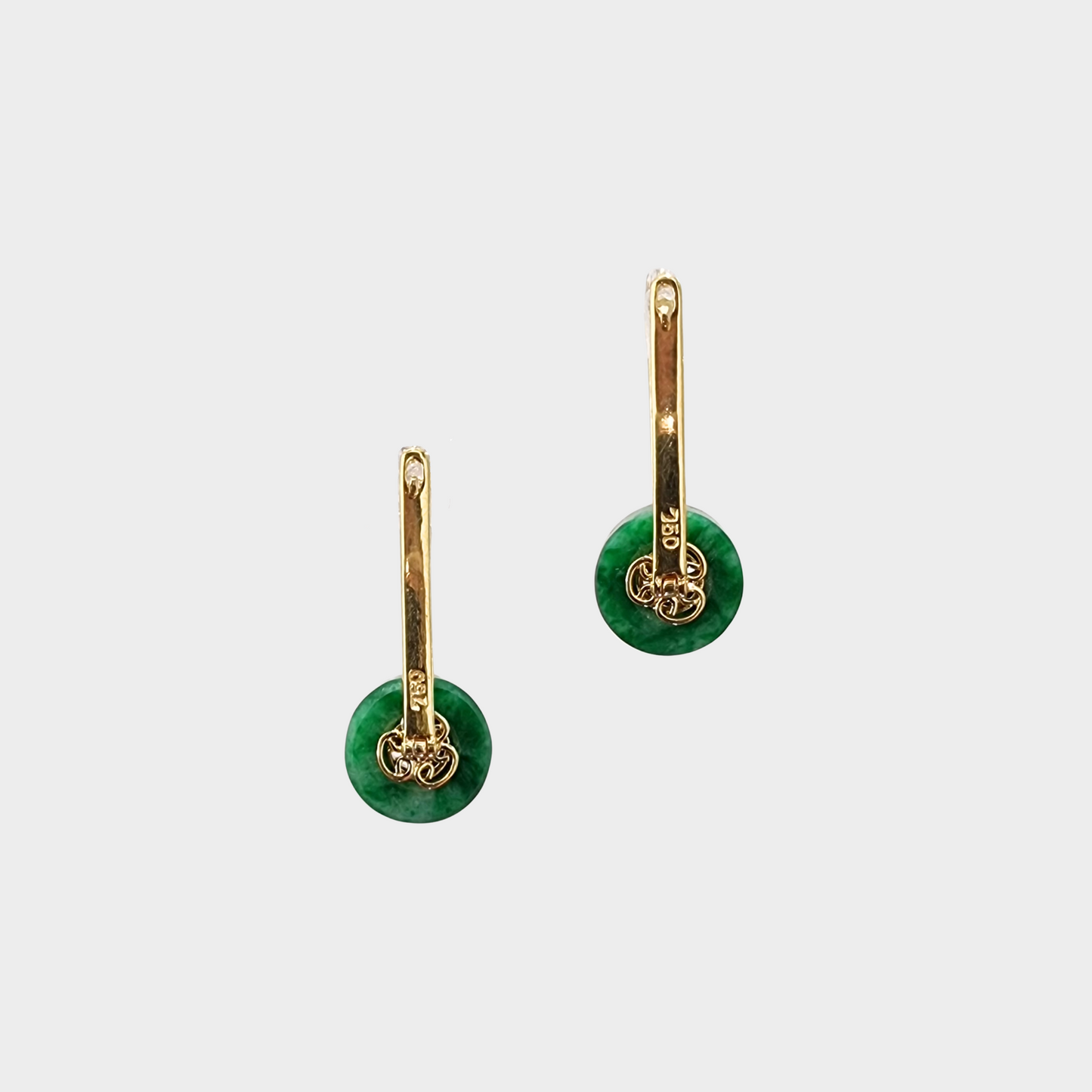 Flower Green Jadeite Jade Drop & Dangle Earrings in Yellow Gold with Diamonds