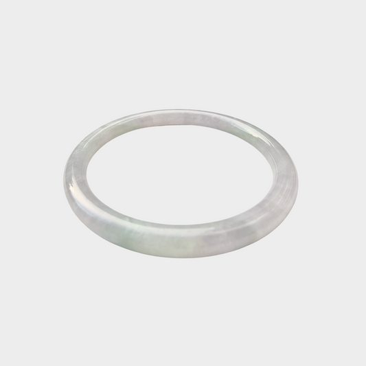 Slim Lavender with Green Jadeite Jade Bangle - 55mm Round