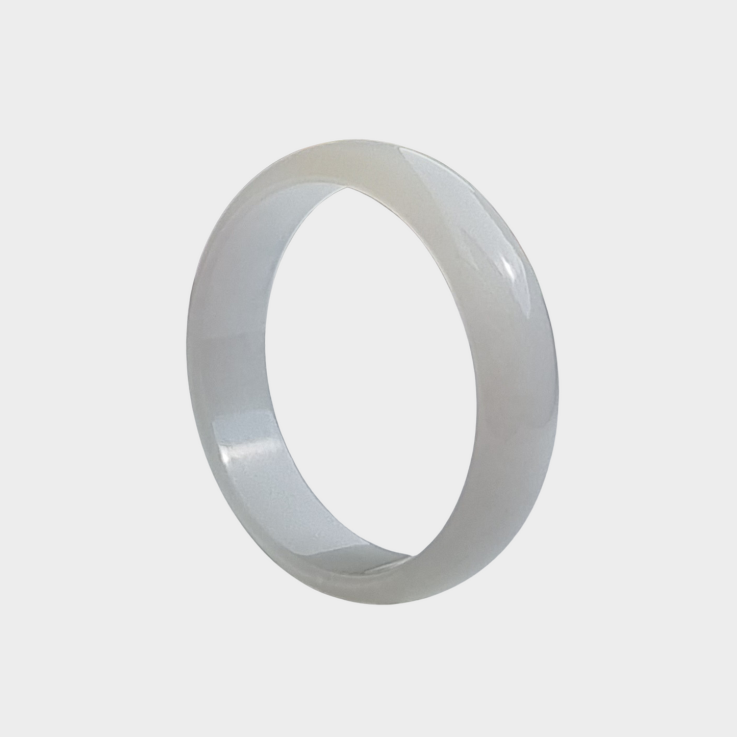 Icy Jadeite Jade Bangle -  54mm Half Round