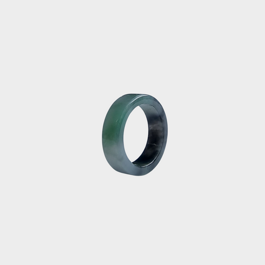 Green and Black Jadeite Jade Abacus Ring