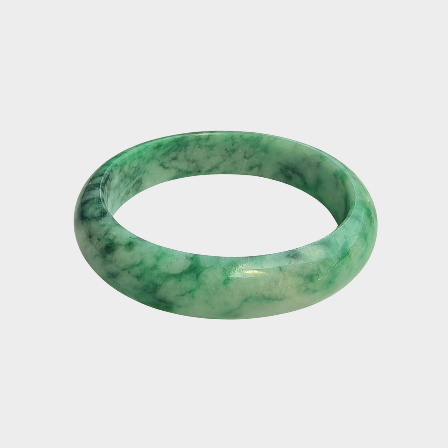 Flower Green Jadeite Jade Bangle - 54mm Oval