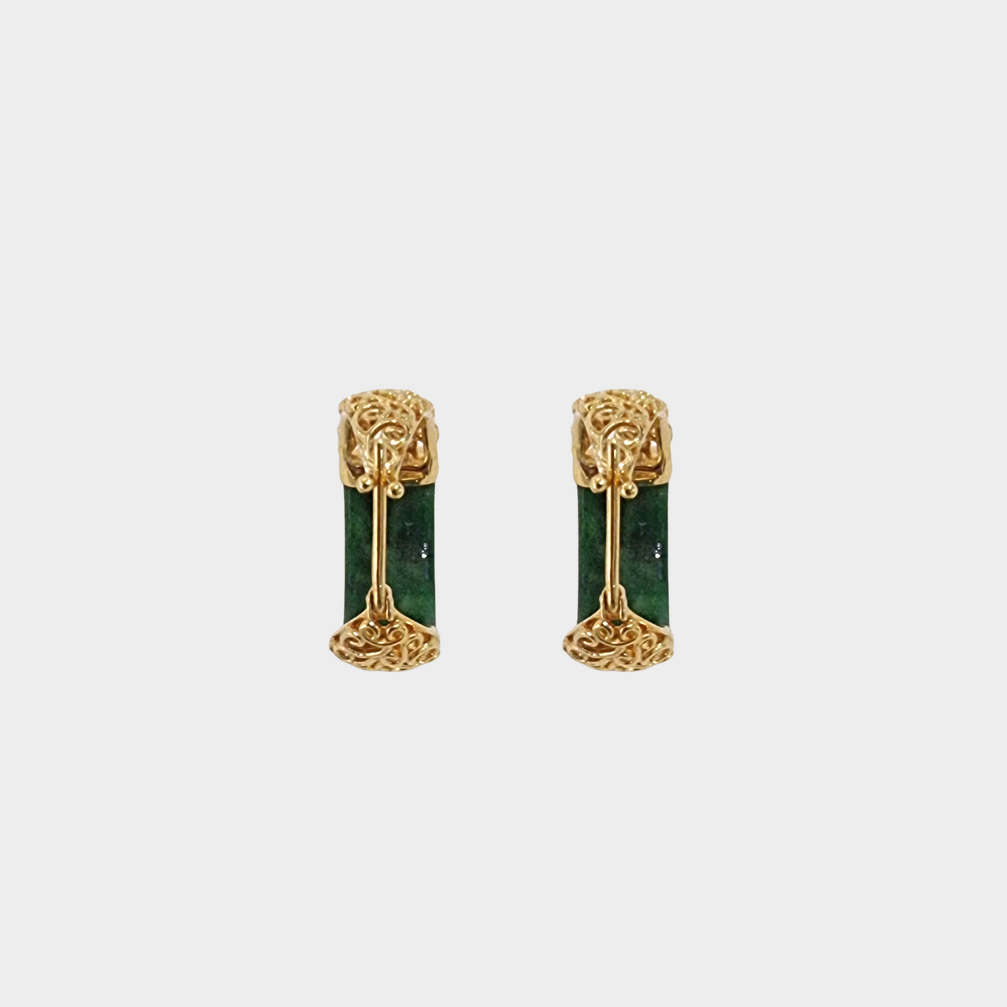 Jadeite Jade Earrings in Yellow Gold