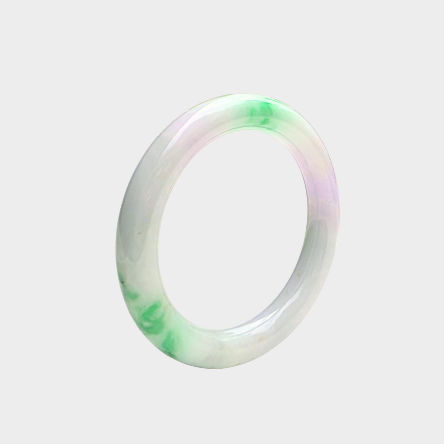 Green and Lavender Jadeite Jade Bangle - 53mm Round