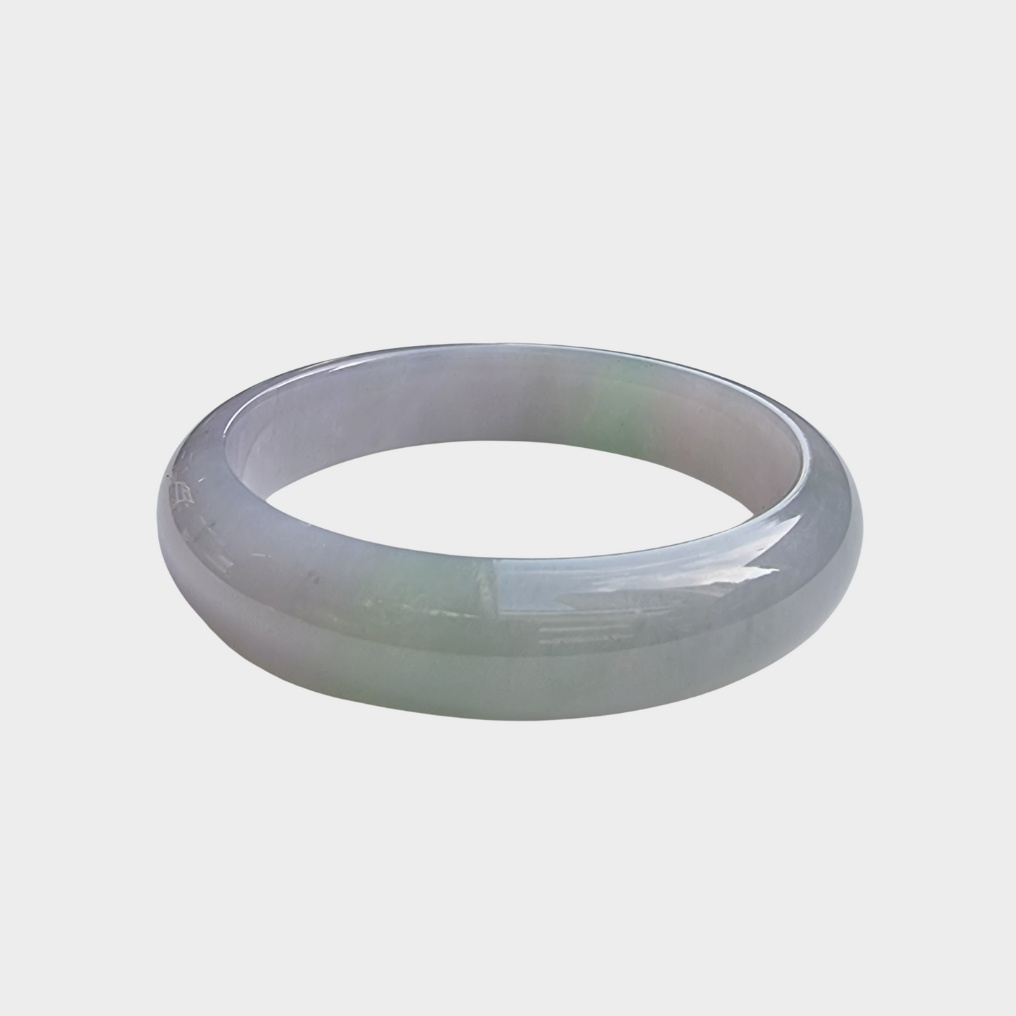 Lavender with Green Jadeite Jade Bangle - 54mm Half Round