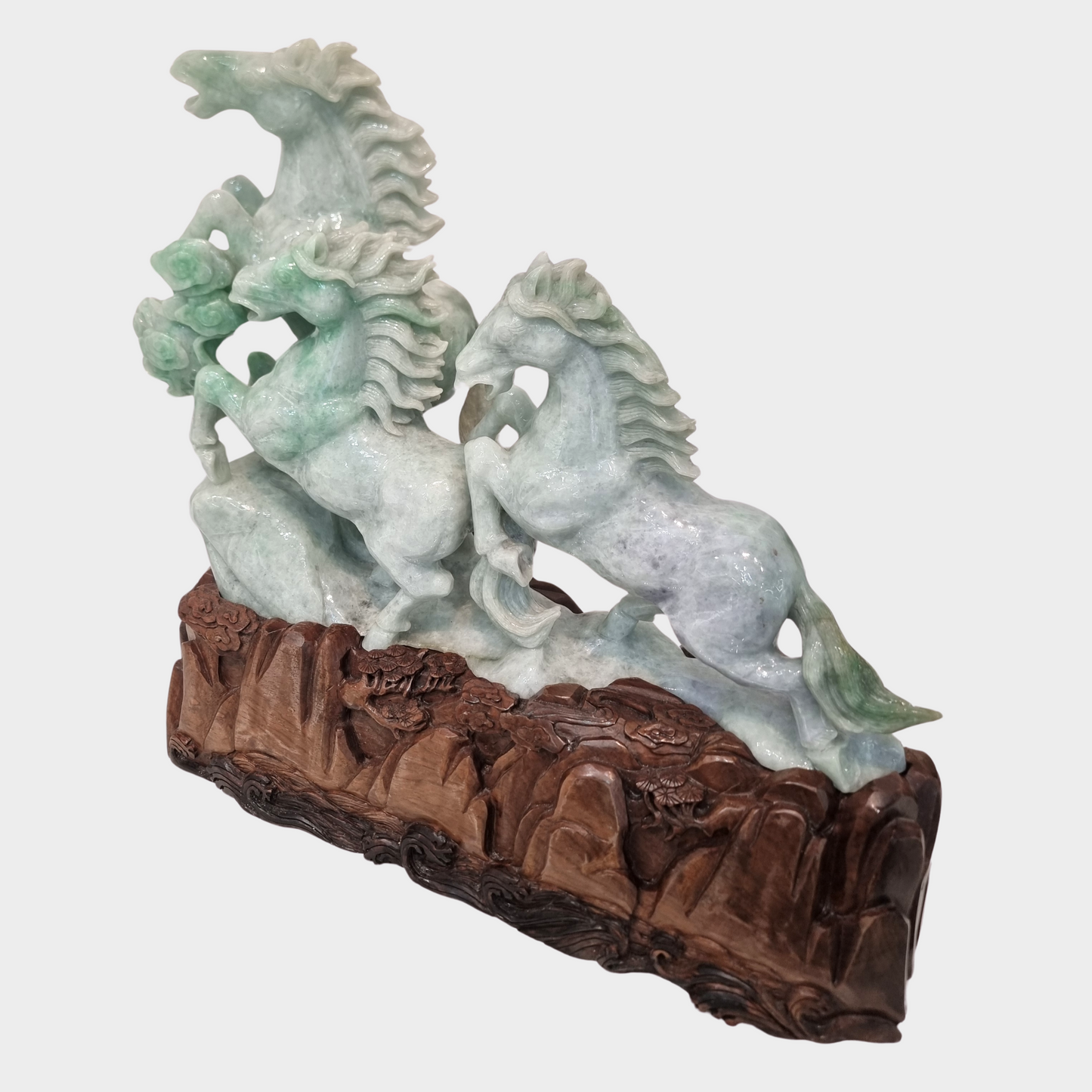 Mega "Galloping Horses" Jadeite Jade Display