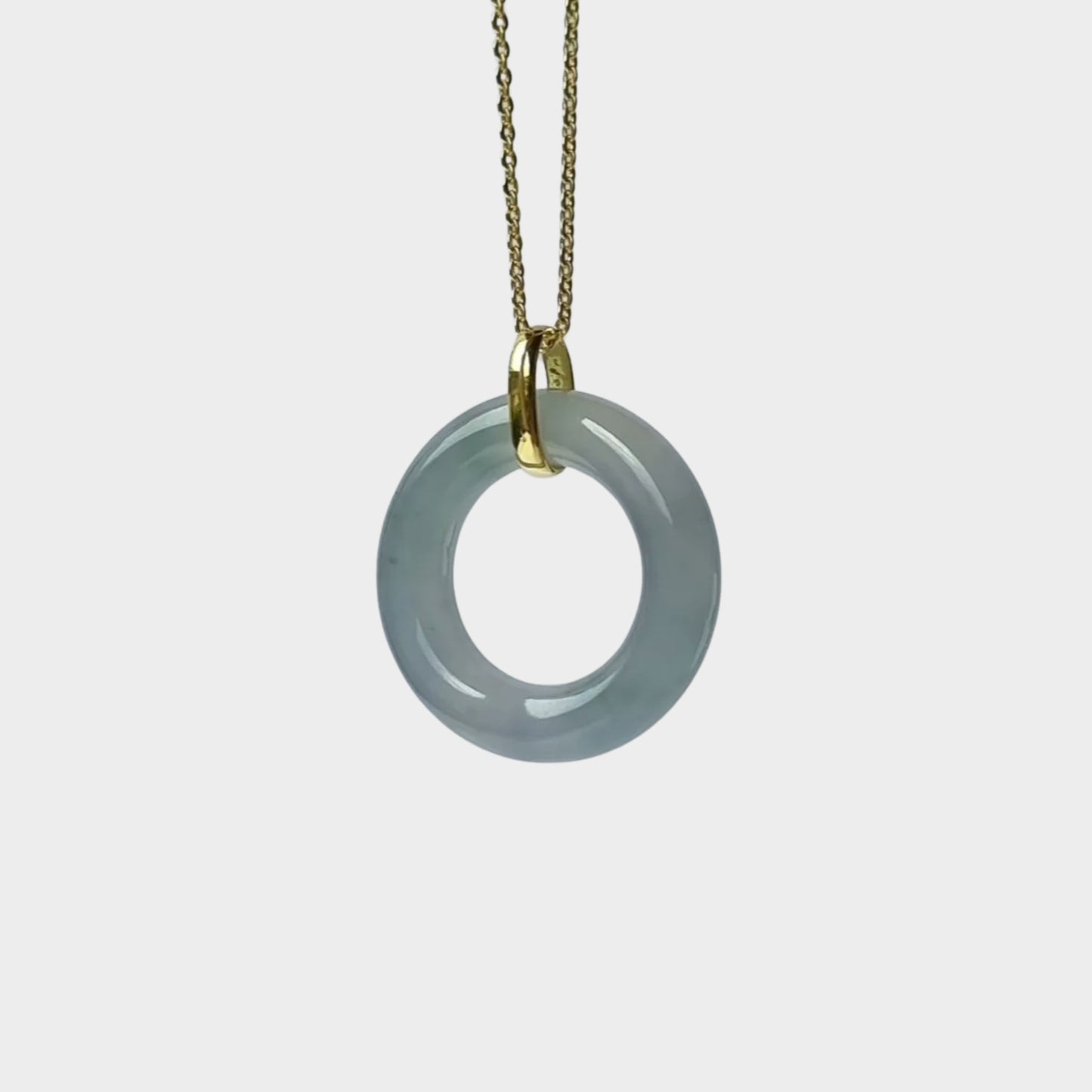 Icy Jadeite Jade "Happiness Hoop" Pendant in Yellow Gold