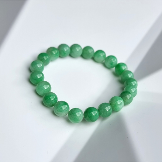 Brilliant Green Jadeite Jade Beads Bracelet