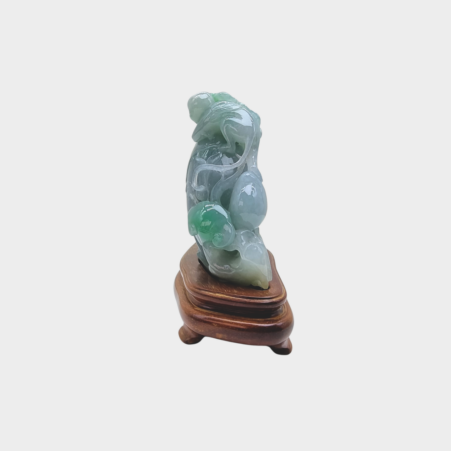 "Auspicious Monkey and Peach" Jadeite Jade Display