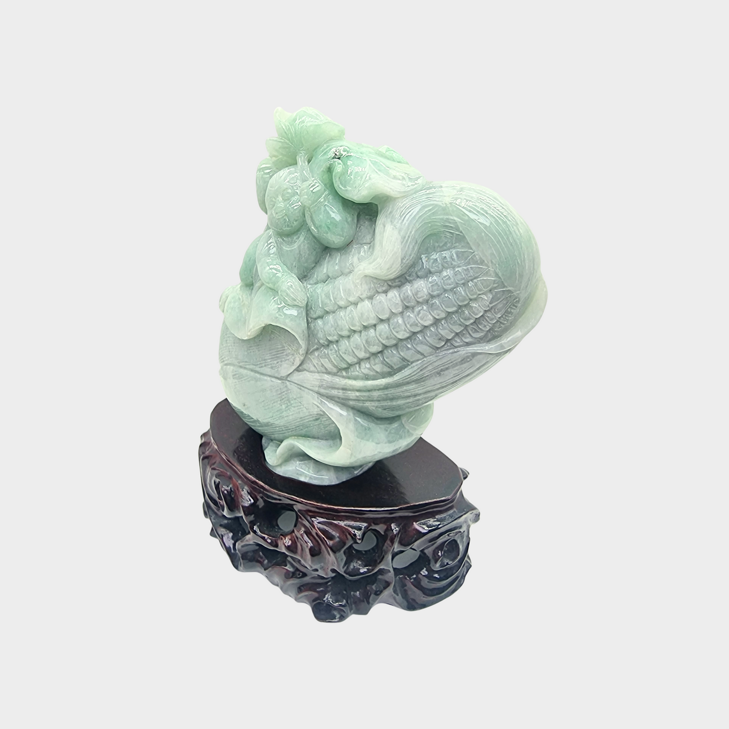 Green "Maize Corn" Jadeite Jade Display