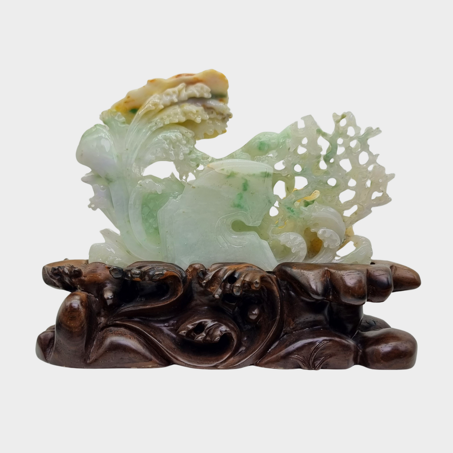 "The Legendary Dragon Fish" Jadeite Jade Display