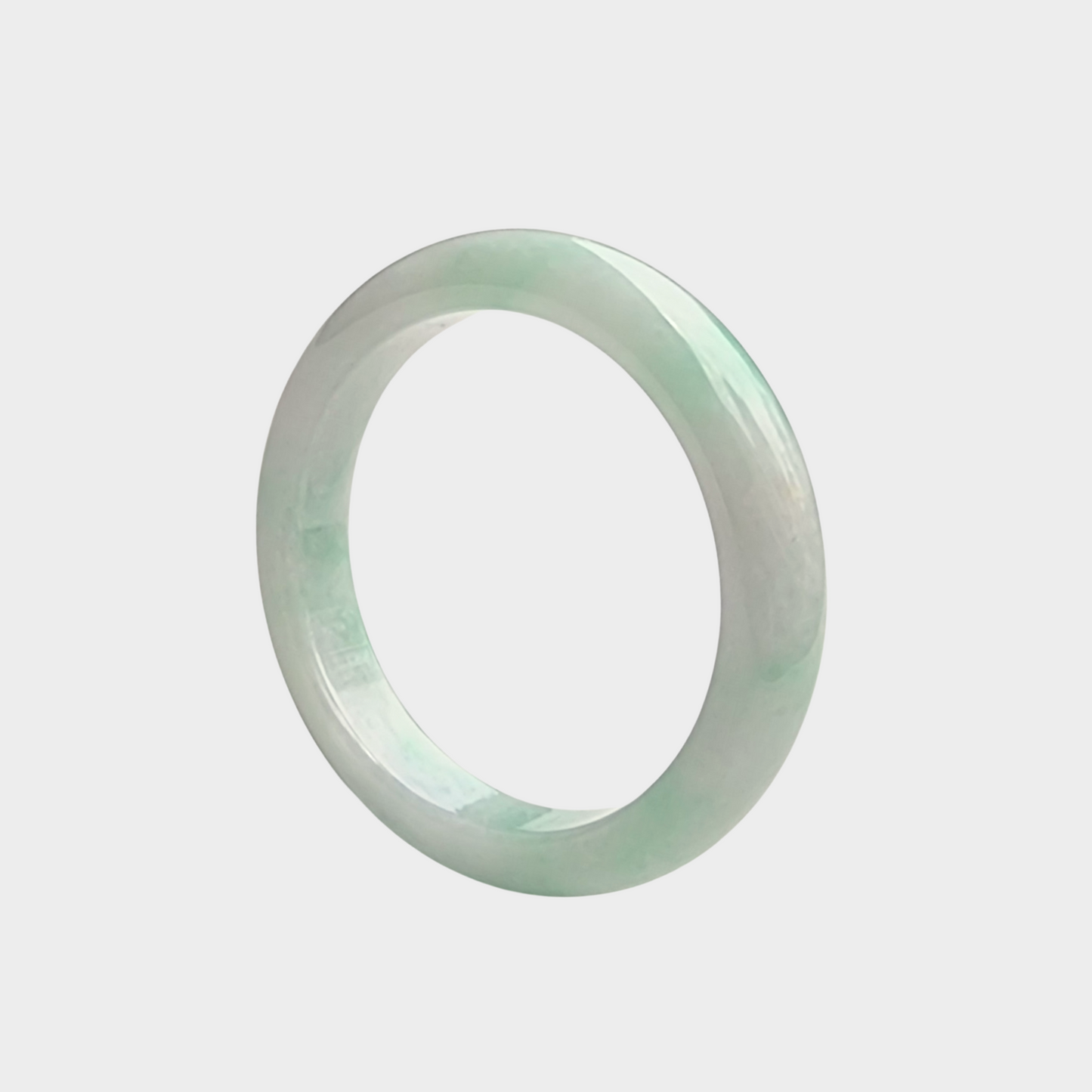 Green and White Jadeite Jade Bangle - 57mm Half Round