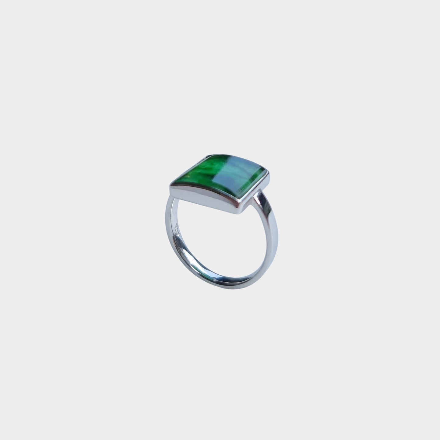 Flower Green Jadeite Jade Ring in White Gold