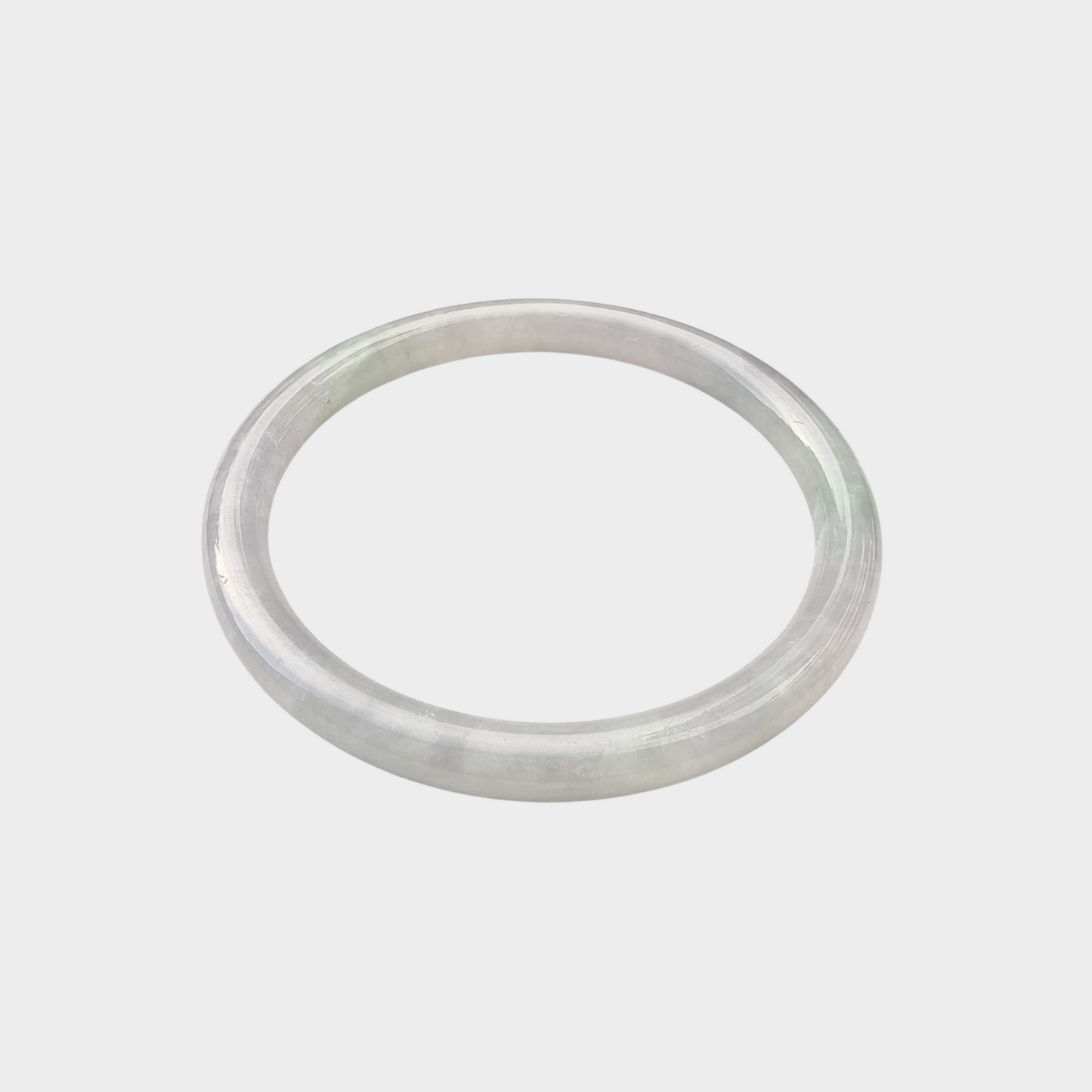 Slim Lavender with Green Jadeite Jade Bangle - 55mm Round