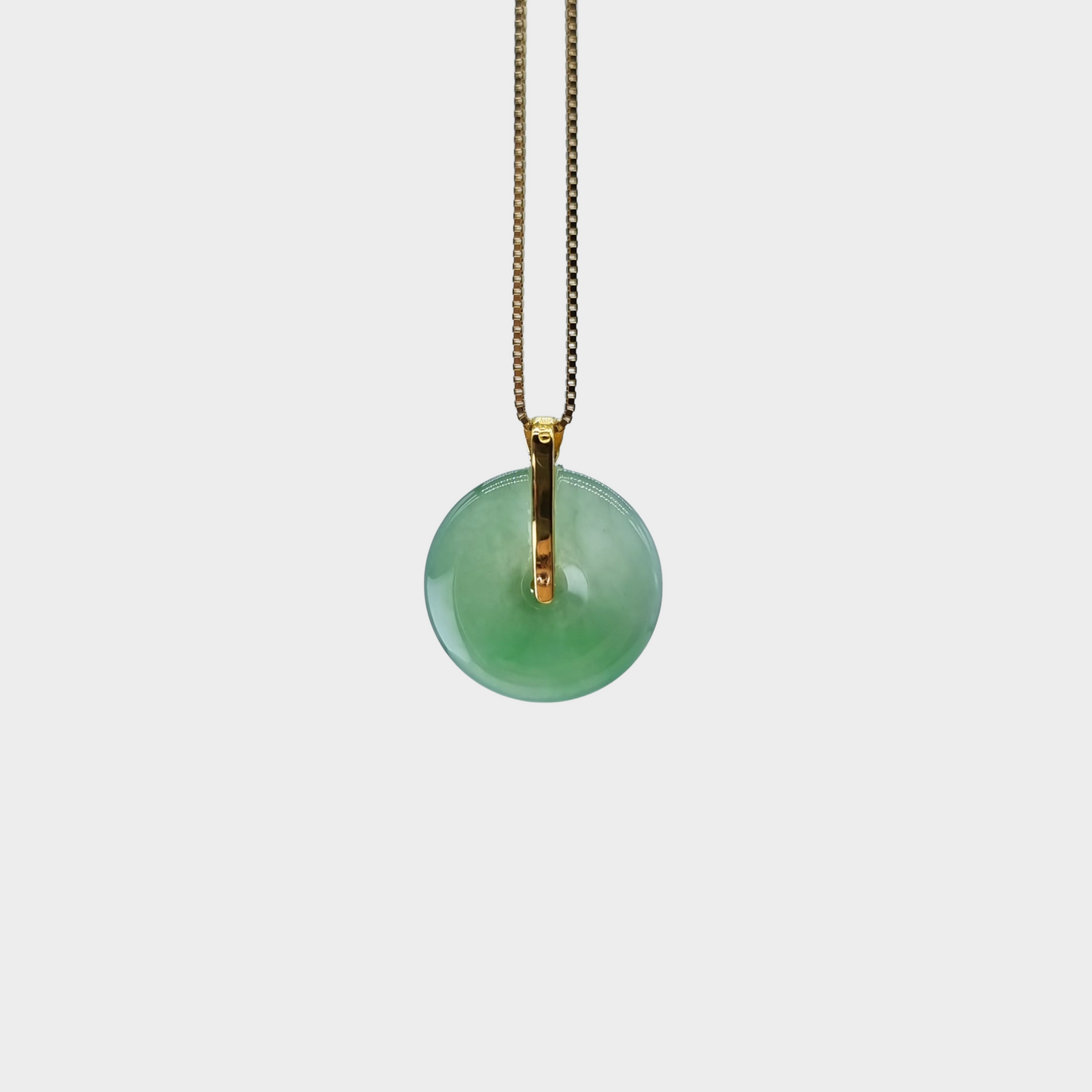 Icy Green Jadeite Jade "Lucky Coin" Pendant in Yellow Gold with Diamonds