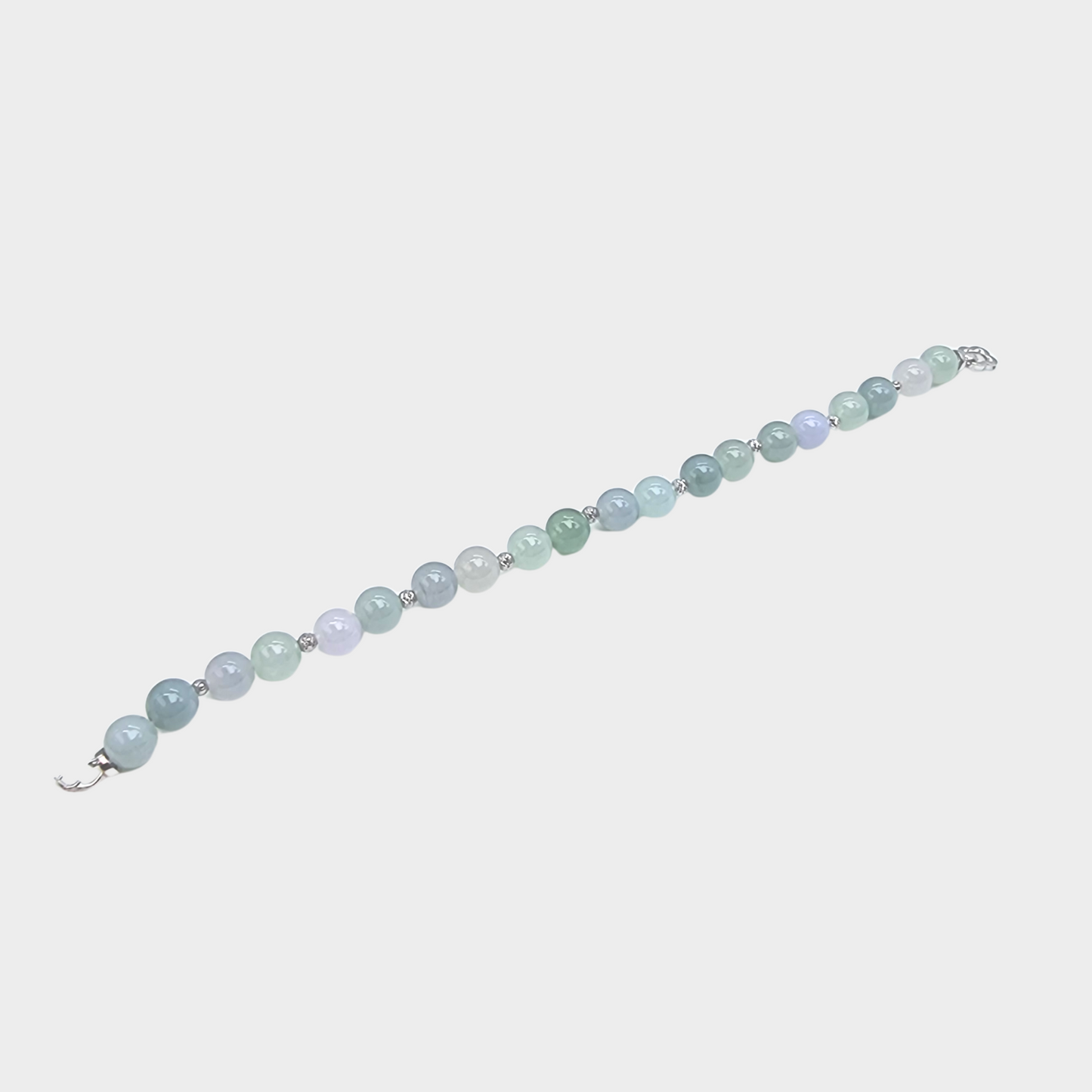 [Pastel Colours Dewdrops] Jadeite Jade Beads Bracelet in White Gold