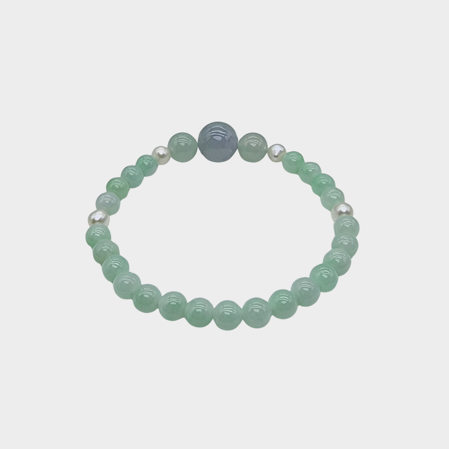 Pastel Green and Lavender Jadeite Jade Beads Bracelet with Pearls