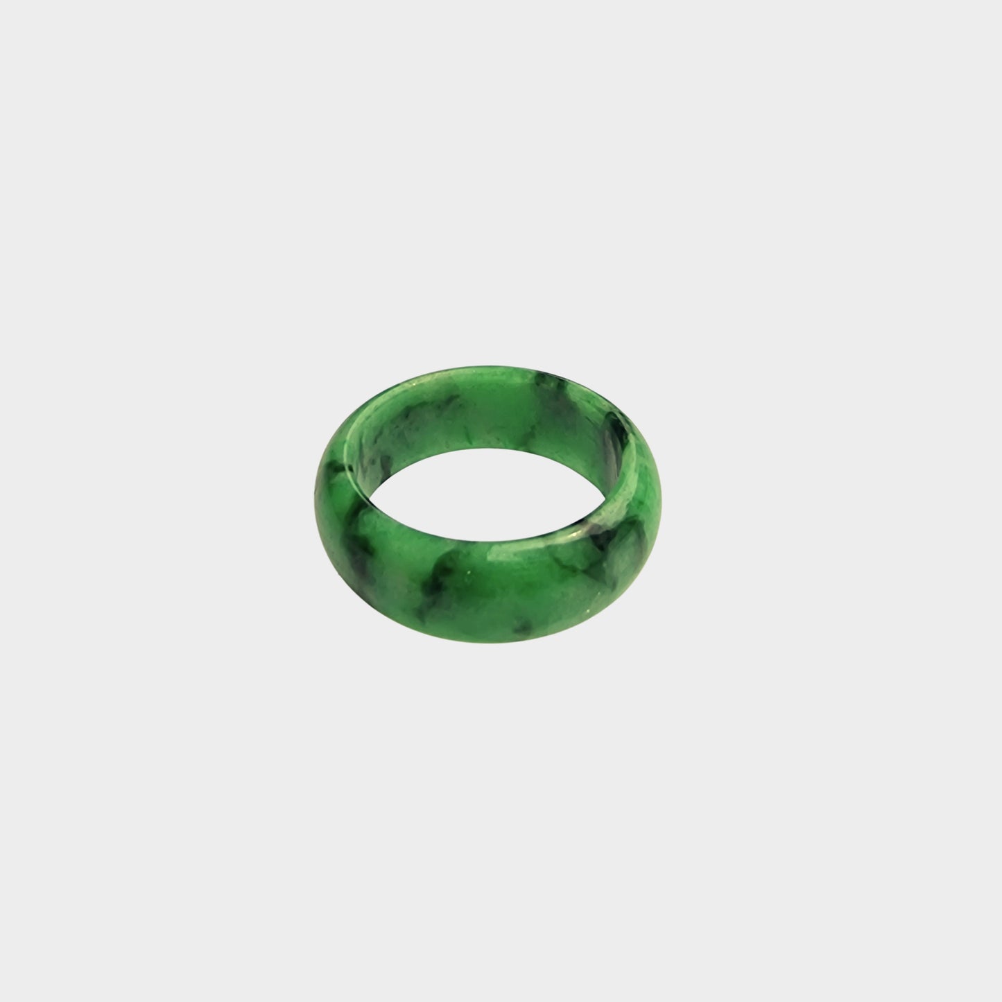 Green with Black Jadeite Jade Abacus Ring