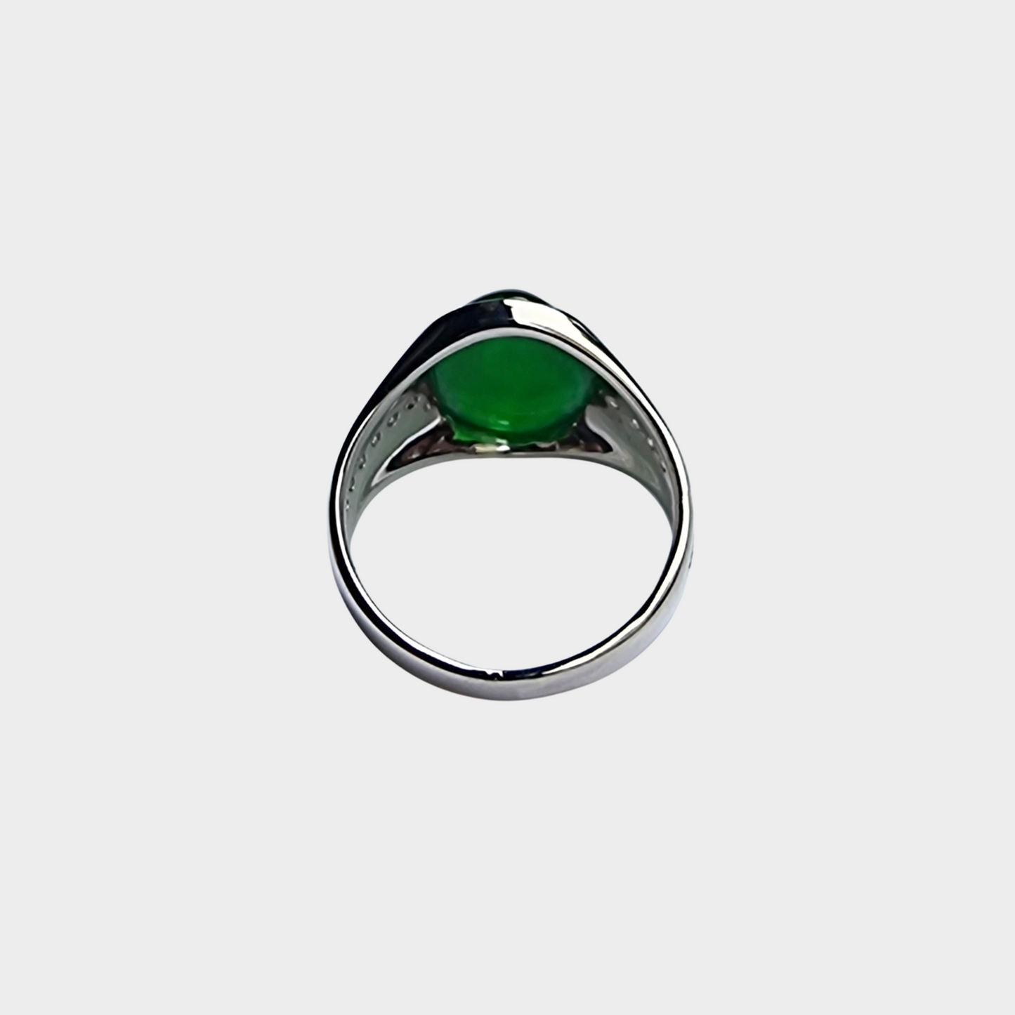 Jadeite Jade Cabochon Ring in White Gold with Diamonds