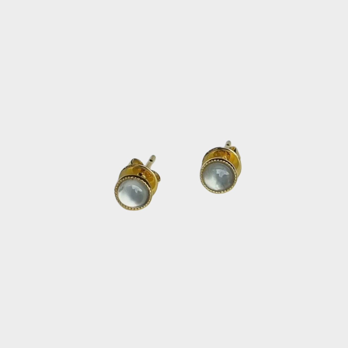 Icy Jadeite Jade Stud Earrings in Yellow Gold