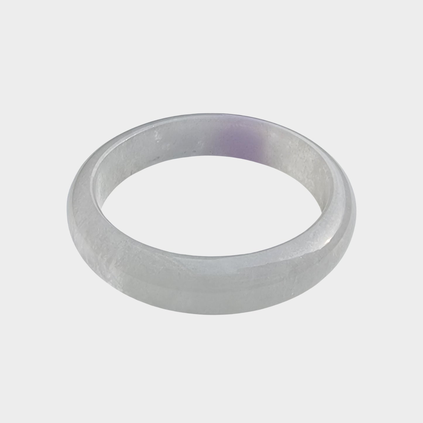 Icy with Lavender Jadeite Jade Bangle - 56mm Half Round