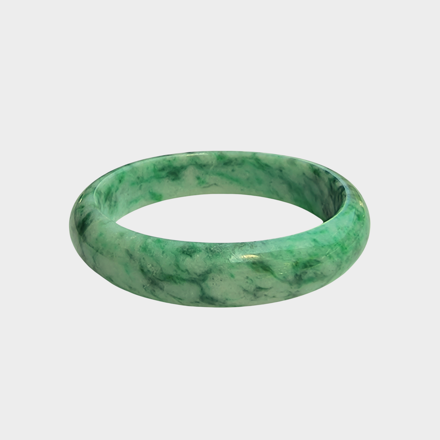 Flower Green Jadeite Jade Bangle - 54mm Oval